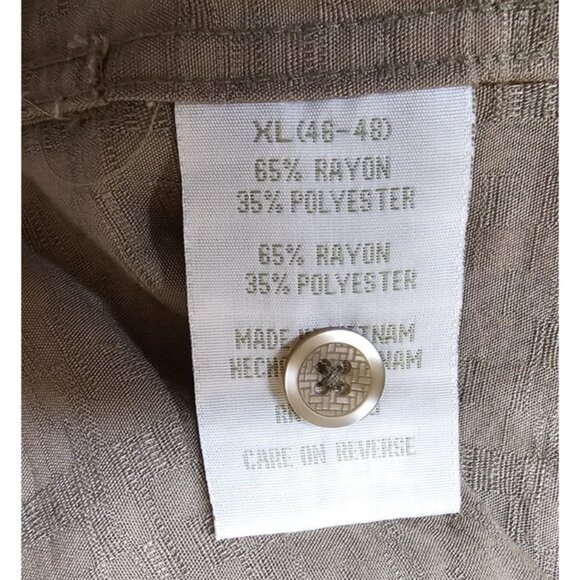 Trader Bay Mens XL Brown check Textured Short Sleeve Button Rayon Blend Shirt - Picture 11 of 11